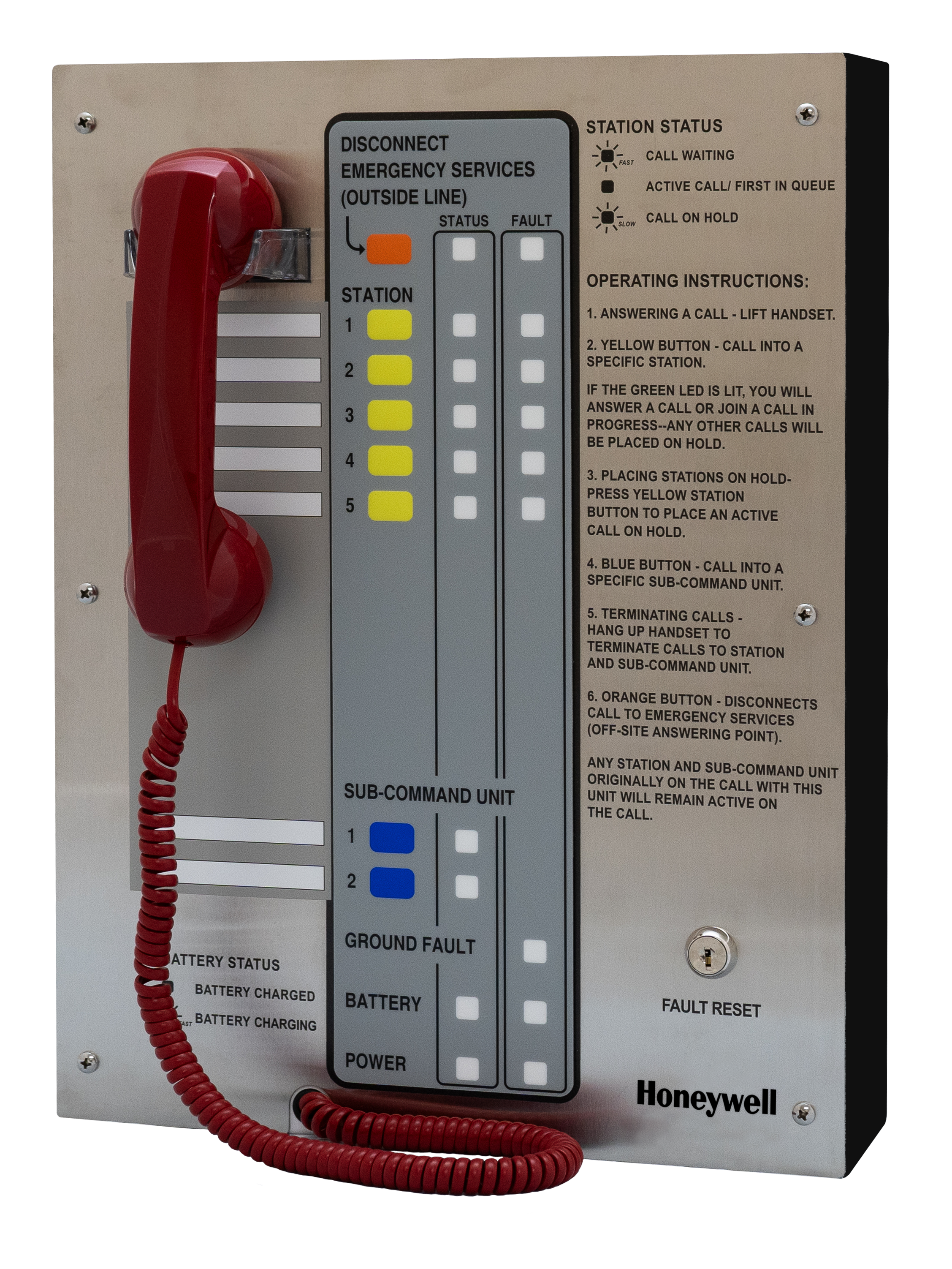 UL 2525 Listed Area of Refuge Command Unit with 5-station capacity, black enclosure